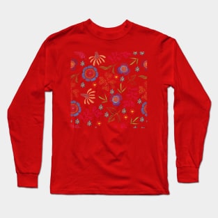 bright, decorative embroidered flowers Long Sleeve T-Shirt